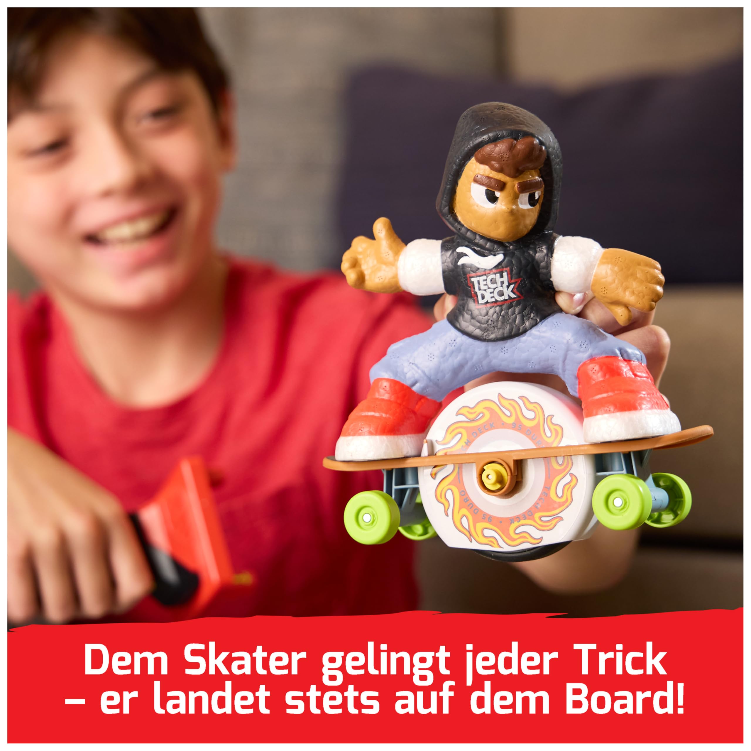 Tech Deck - Shred n' Blast Sk8Board mit aufziehbarem Skater und Rampe für gigantische Sprünge, bis zu 180cm hoch oder weit, für drinnen und draußen, empfohlen 7