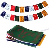 Cherishching Mini Wind Horse Tibetan Prayer Flags Buddha of Compassion Tibetan Prayer Flags Om Mani Padme Hum,3.3x4.4 Inch, Colorful, 20 Flags (2 Rolls of 10pcs) for Meditation Home Decoration