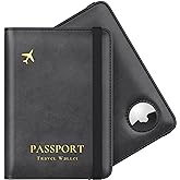 Stouchi Passport Holder with AirTag Slot&ndash; Slim RFID Travel Wallet | Ultra-slim, Waterproof PU Leather, 5 Card Slots, RFID Blocking, AirTag Slot &ndash; Perfect for US Passports
