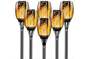Maksone 6 Pack Torches Solar Outdoor Lights LED Larger Size Flickering Flames Light Waterproof Landscape Decoration Lighting Dusk to Dawn Auto On/Off