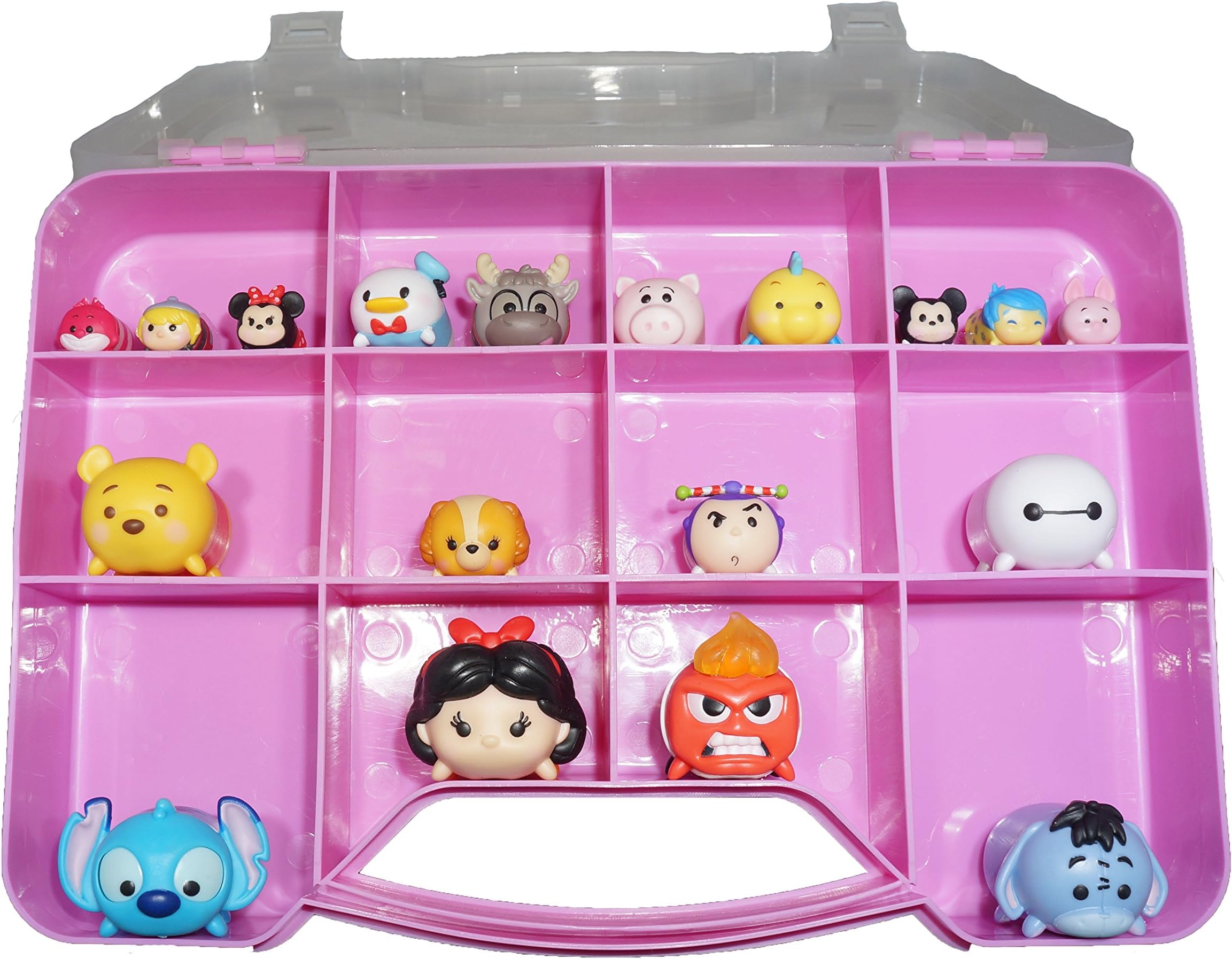 Toy Organizer Storage Box Compatible with Tsum Tsum - Holds Over 50 Figures - Pink