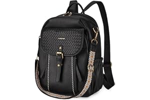 Missnine Leather Backpack Purse for Women, Ladies Fashion Backpacks, Convertible Vintage Bag for Travel, Work, Everyday, Black