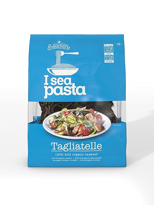 Seamore Bio Algen Nudeln I Sea Pasta Tagliatelle, 100 g | Bekannt aus Galileo | Glutenfrei, Low Carb, Vegan, Nachhaltig & ohn
