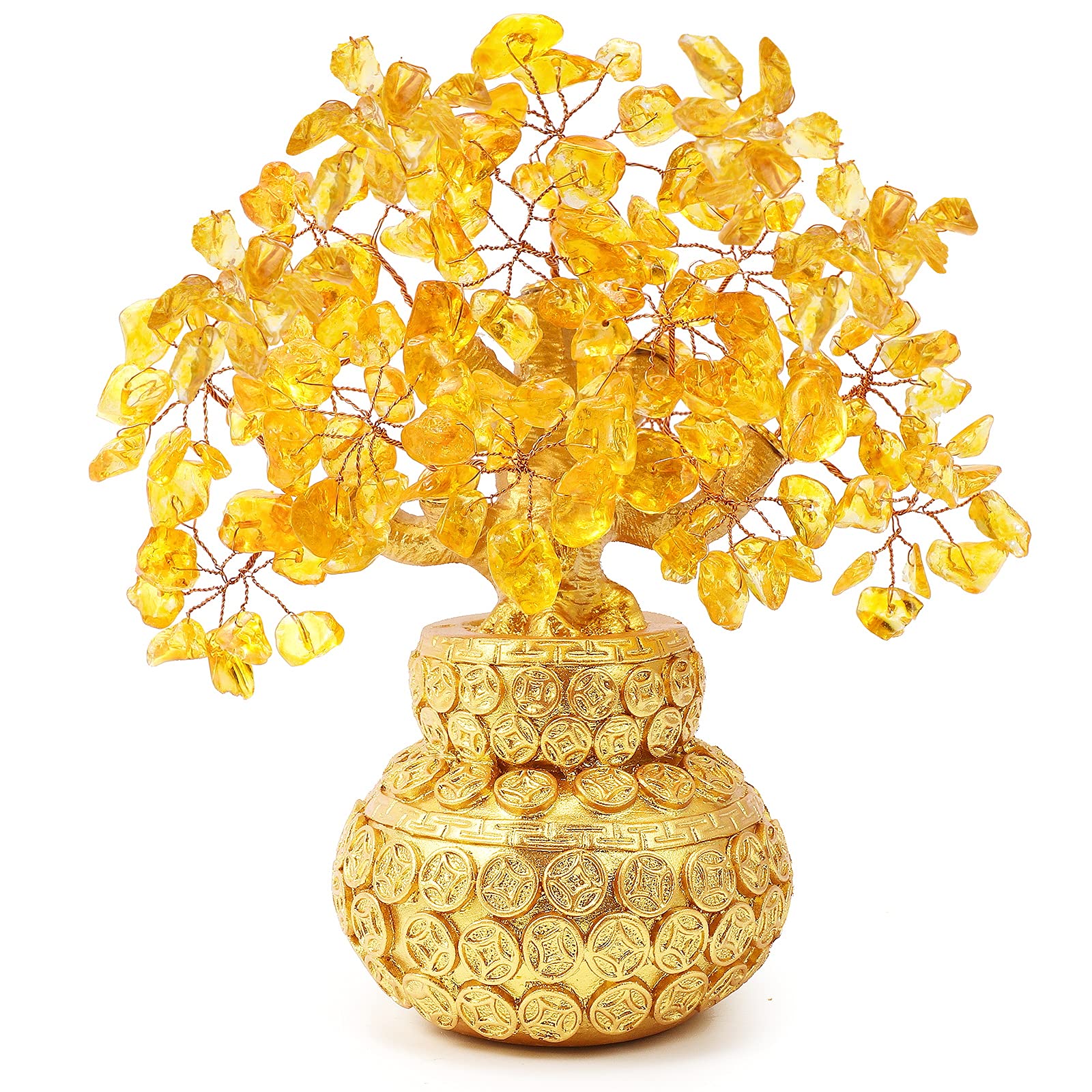 Bwinka Feng Shui Citrine Multicolor Crytal Money Tree Bonsai with Chinese Decoration for Luck and Wealth