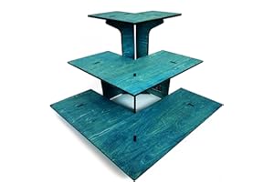 TORCHED DISPLAYS 3-Tier Corner Retail Table Display Stand with Shelves | 3 Step Corner Display Rack for Counter Top, Craft Shows, Farmers Market, Trade Shows, Pop ups, Soap Display, Candles, Tumblers (Blue)
