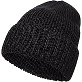 Kids Merino Wool Beanie Hat for Boys Girls Winter Classic Knit Beanies Unisex Cuffed Skull Ski Snow Caps Age 7-14