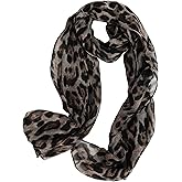 LEBOOBELL Women's Leopard Print Scarves Lady Lightweight Scarf Soft Sunscreen Shawls Vintage Wrap Shawl