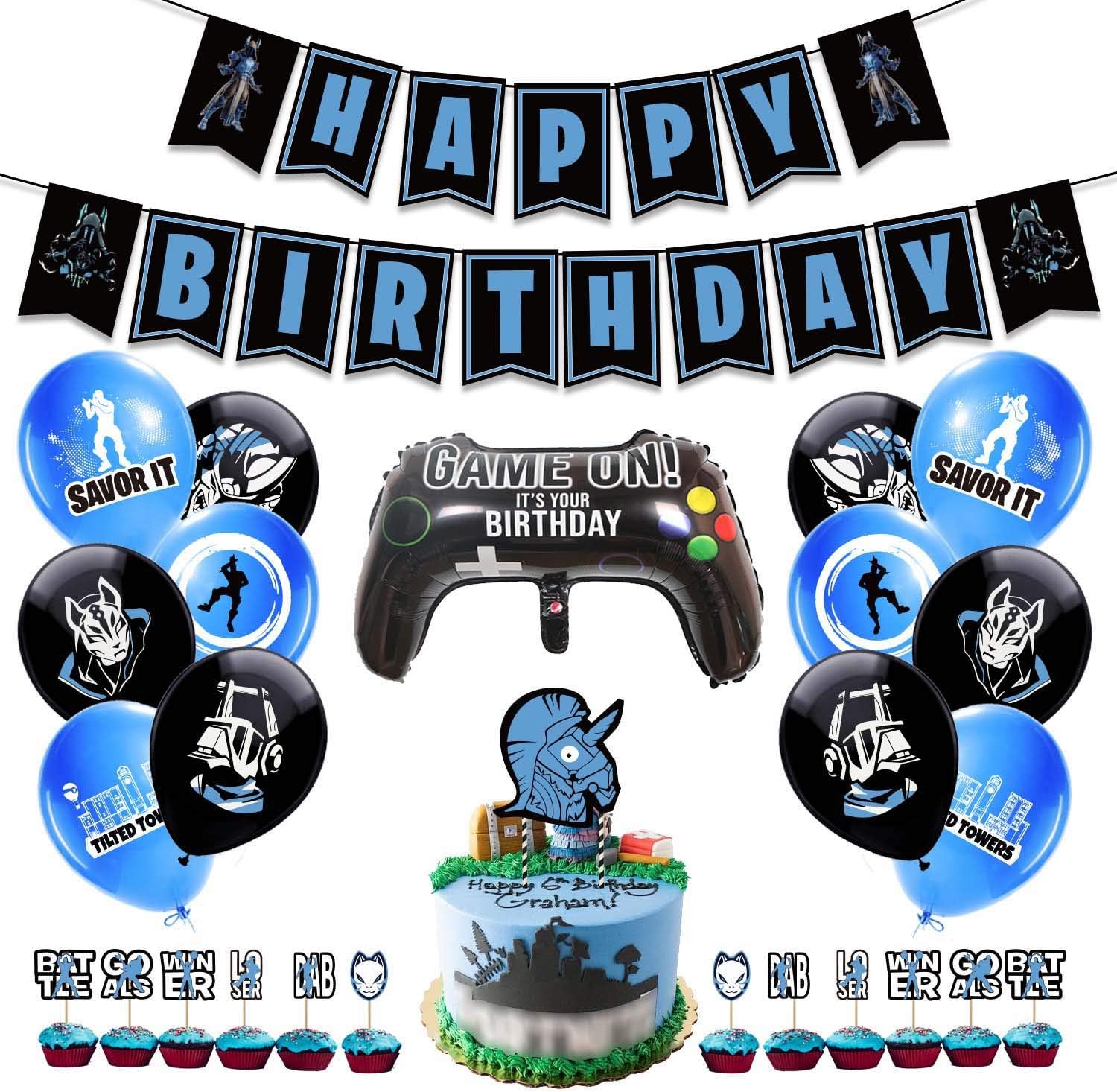 フォートナイトテーマ 誕生日 飾り付け 風船 ハッピーバースデー かざりつけセット 飾り Happy Birthday 装飾 バルーン 男の子 風船 バルーン おもちゃ Amazon
