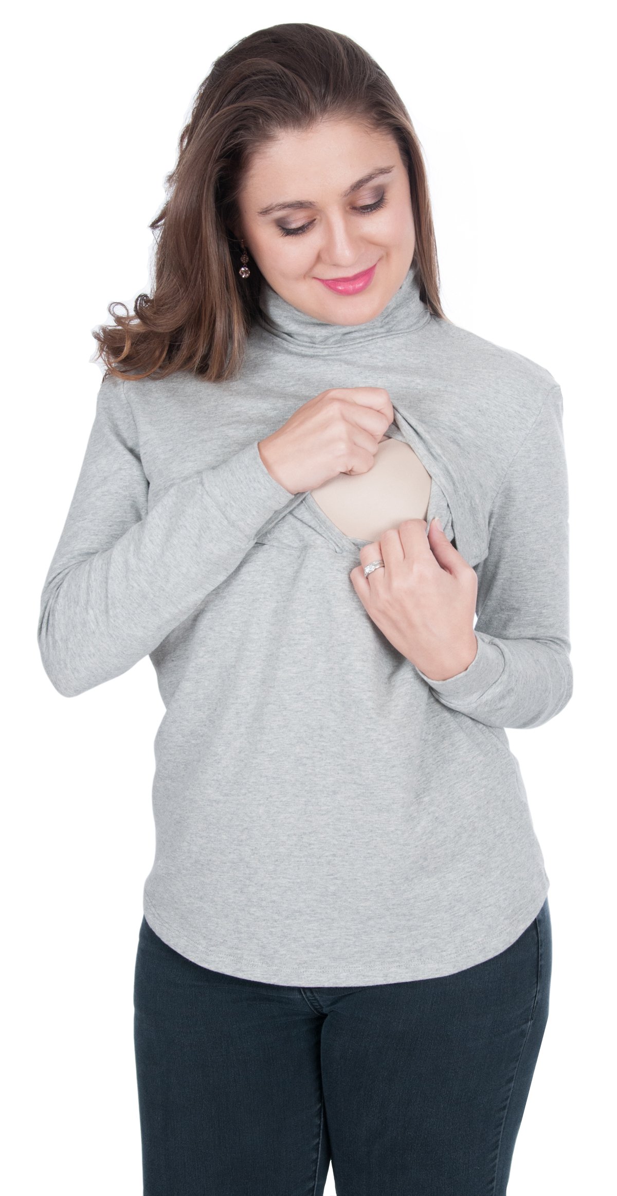 Long Sleeve Nursing Top For Breastfeeding Turtleneck Desertcart