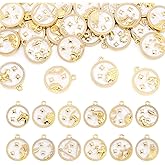 Cheriswelry 24Pcs 12 Constellation Charms Gold Plated Flat Round Enamel Alloy Pendants Birthday Sign Lucky Charm Pendant for DIY Bracelet Necklace Earring Jewelry Making Crafts