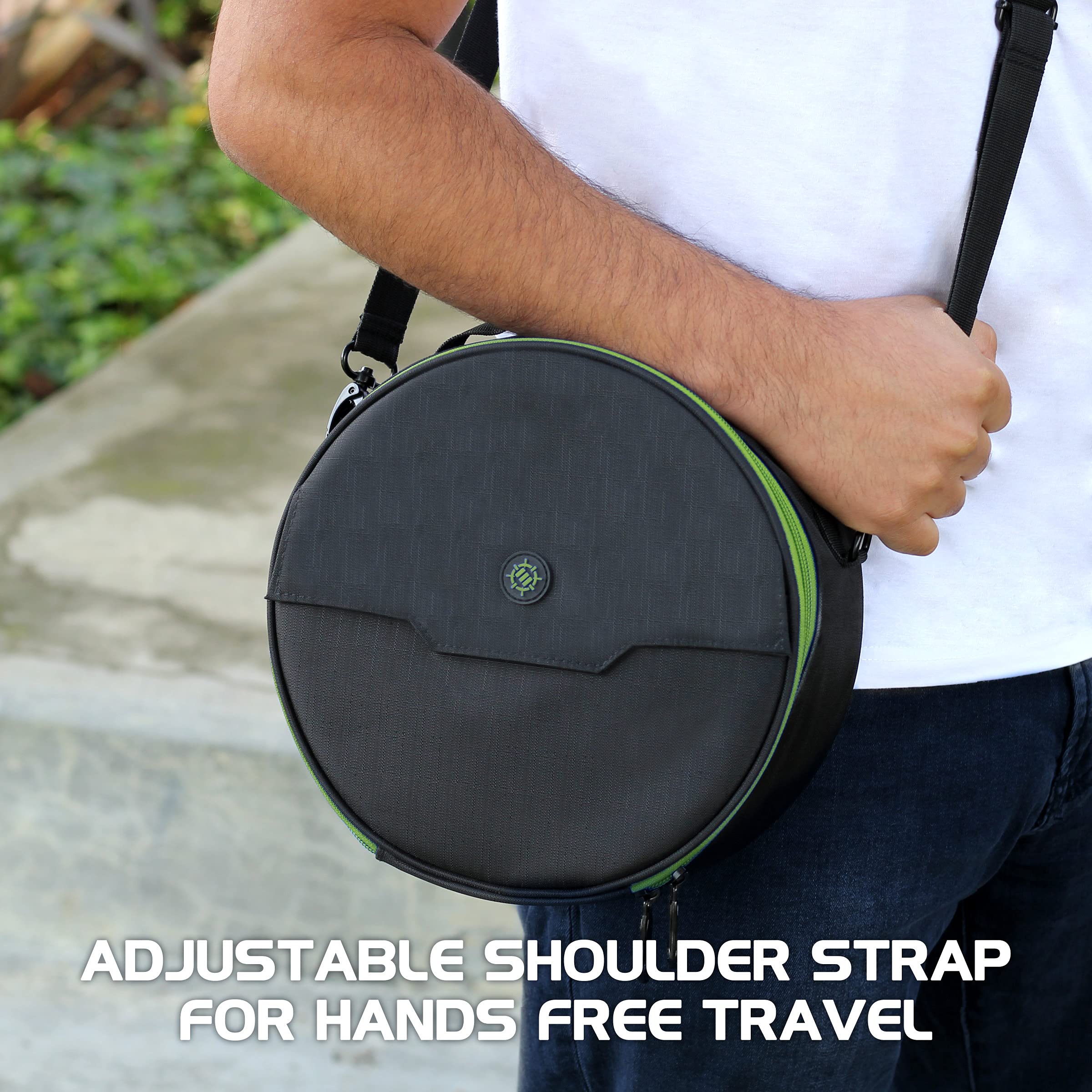 ENHANCE Portable Headphone Case for Wired & Wireless Headsets - Universal Headset Case Compatible with Xbox, Beats, Bose & Gaming Headphones - Accessory Storage, Strap & Carrying Handle - Green