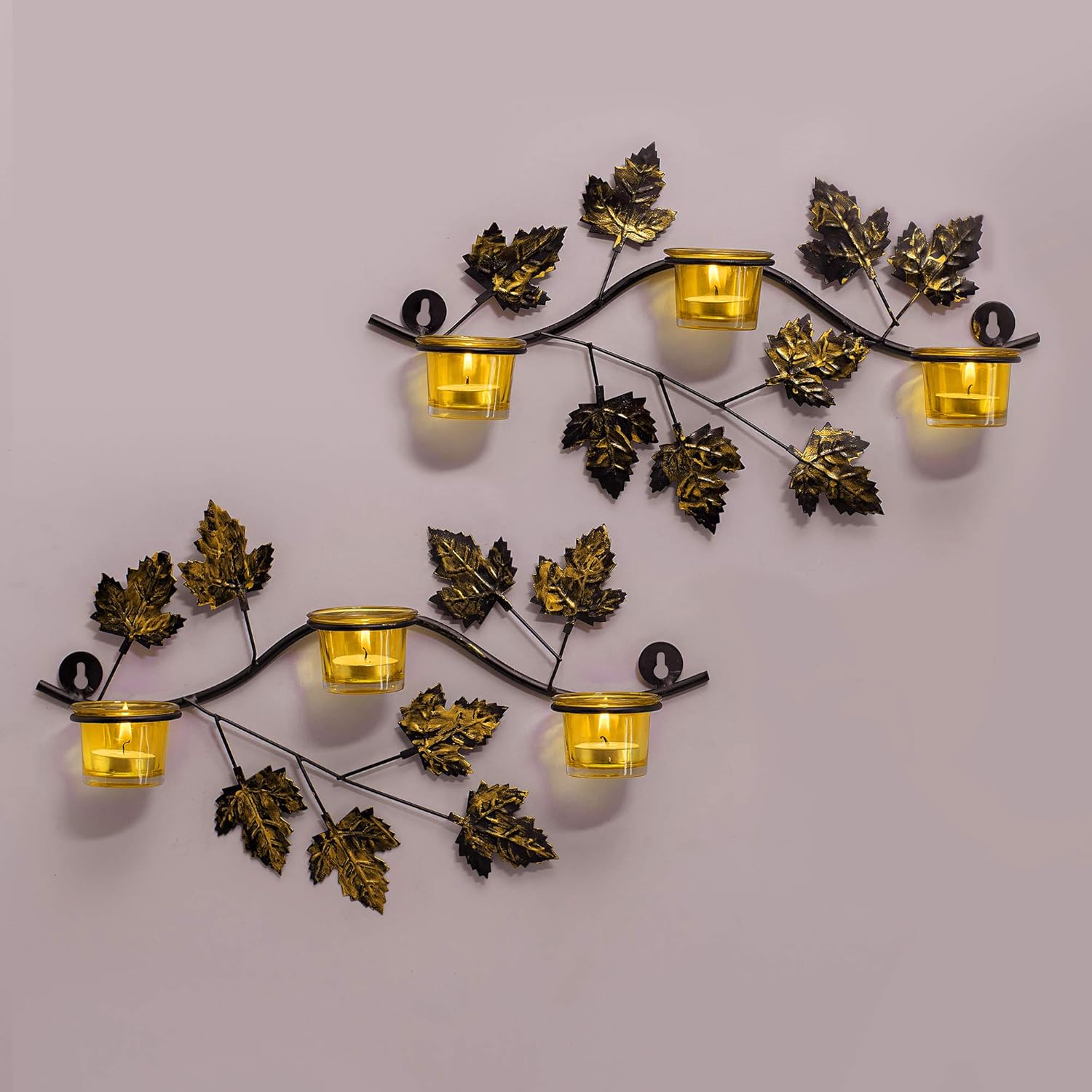 Buy Homesake® Maple Leaf Wall Mount with 6 Votive Yellow, Wall Candle