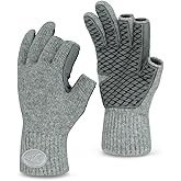 KastKing Bully Wooly 3-Cut Fingerless Wool Fishing Gloves, Cold Weather Warm Winter Gloves for Men & Women, Ice Fishing