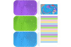 3 Pcs Sensory Activity Board Silicone Calm Down Fidget Toy for Stress Relief, Double-Sided Design Sensory Board & 30 Strings,
