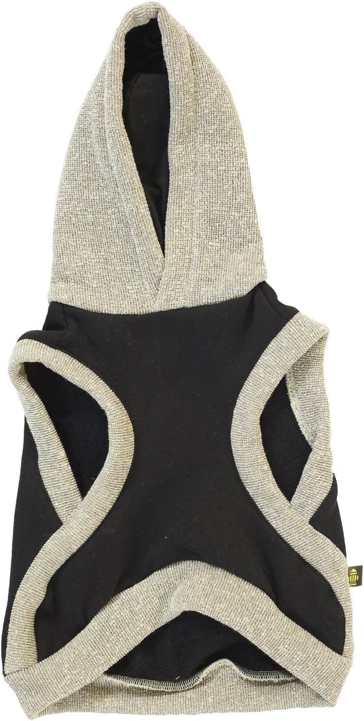 Yellow Hydrant Sleeveless Hoody Dog Hoodie Black / Beige Trim
