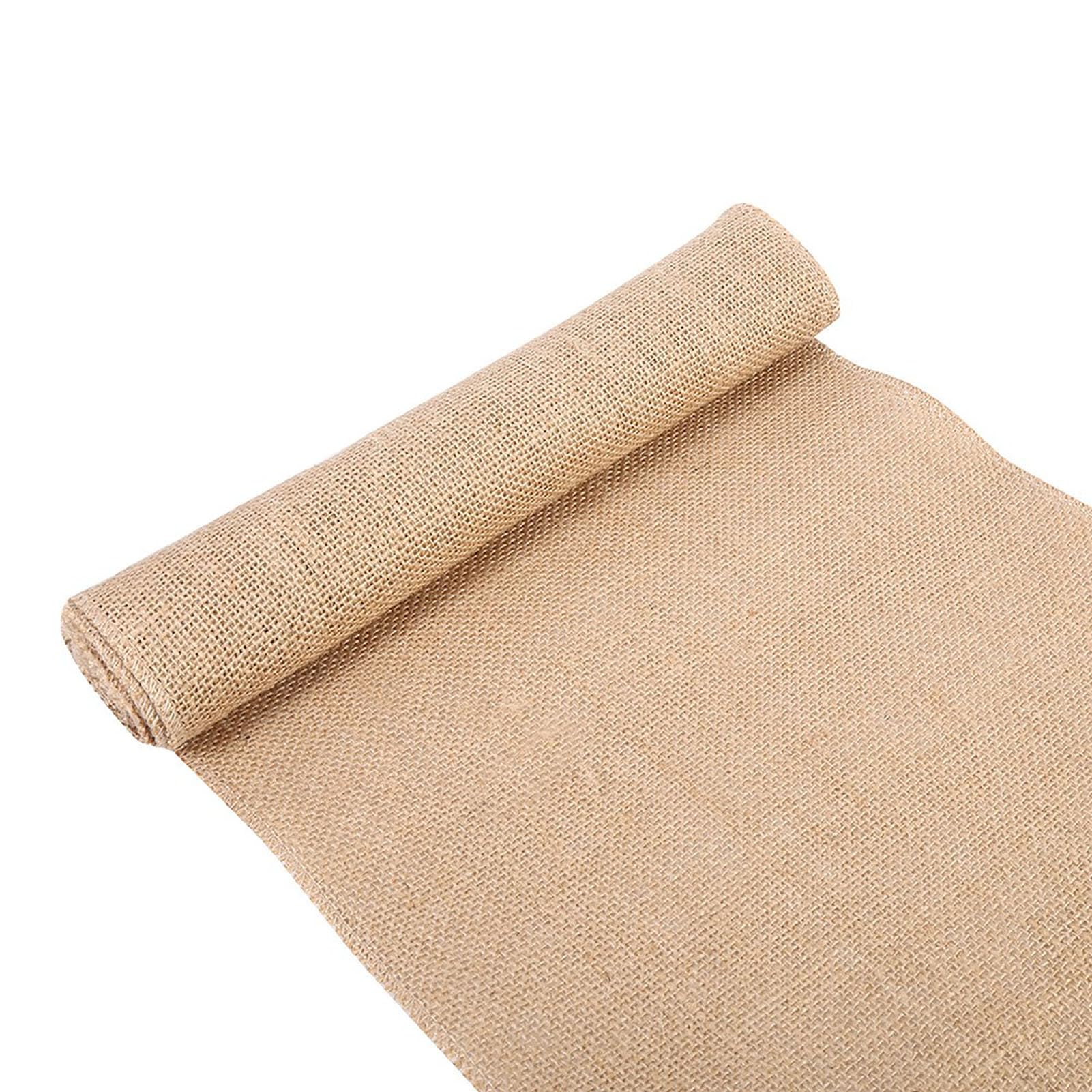 Burlap Roll, Jute Hessian Roll Table Runner Sash Rustic Burlap Sewn Edge Vintage Wedding DIY Crafts (30x200cm)