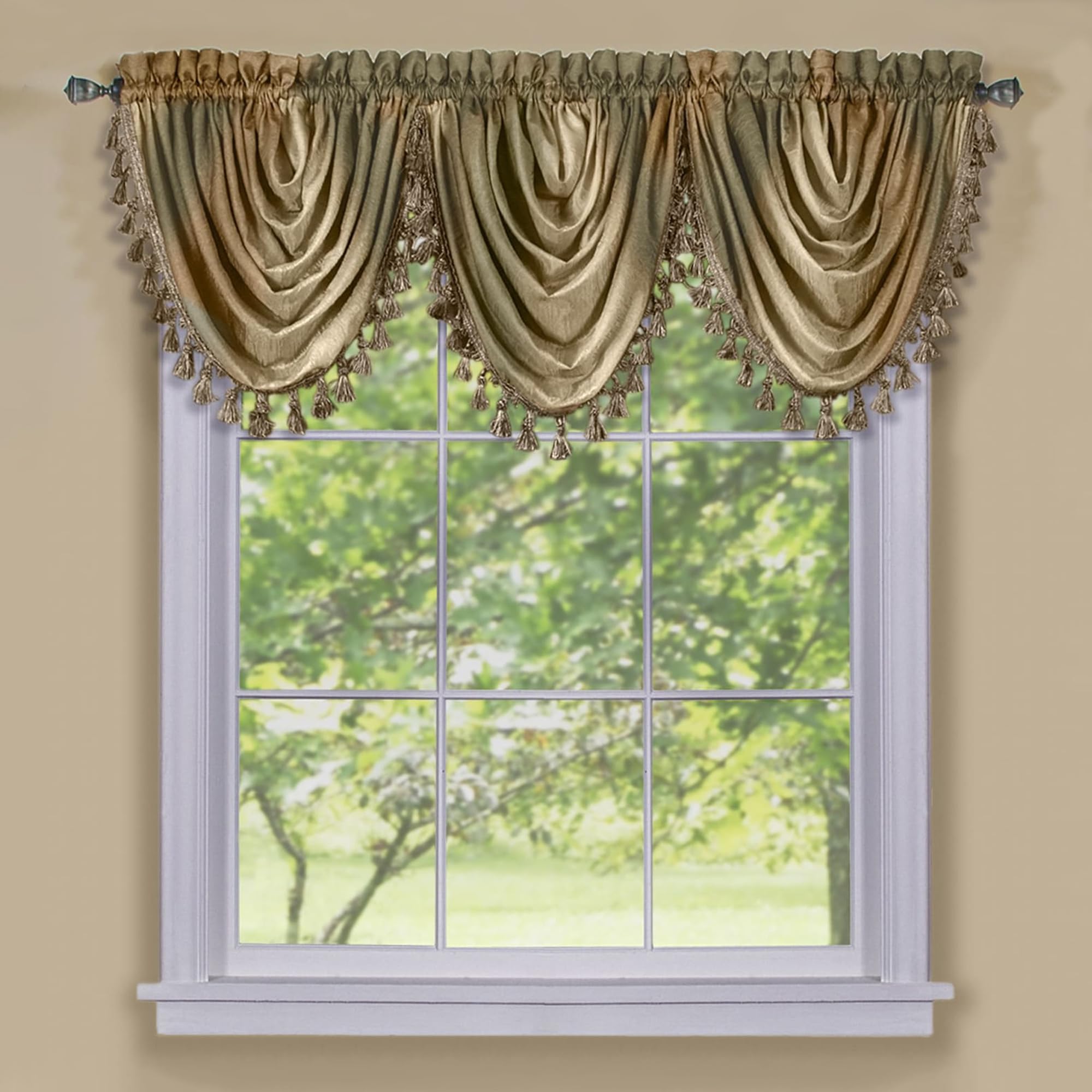 Achim Home Furnishings, Earth Ombre Waterfall Valance — image 1