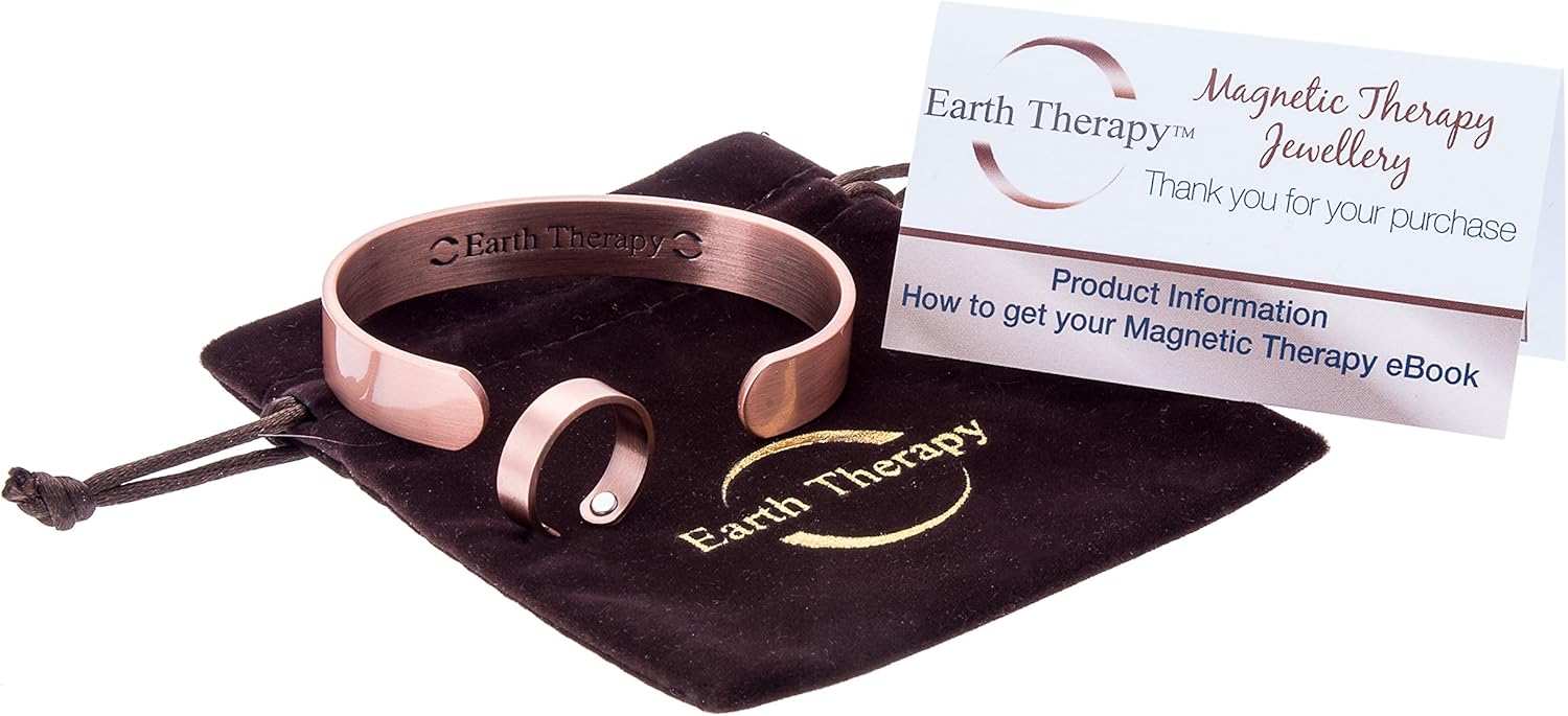 Earth Therapy Men's Pure Copper Magnetic Healing Golf Bracelet for Sport Injury Recovery, Arthritis, and Joint Pain Relief - Adjustable Sizing - Sourced: Sports & Outdoors