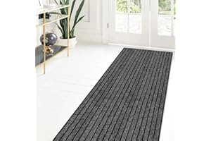 ZGR HOME&GARDEN Custom Size Runner Rug 2 ft x 6 ft, 2-82ft Carpet Runners Hallway Entryway Kitchen Garage Laundry Room Area Rugs with Non-Slip Rubber Backing, Gray with Black Stripe