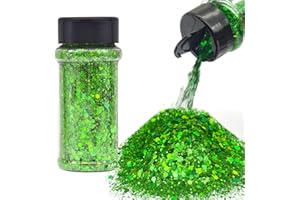 ELECTRIC BLISS BEAUTY Green - Craft Glitter - 2oz Glitter Shaker Bright Colorful Holographic Mix Chunky Body Glitter Bulk Wholesale 24 Colors in Shaker Cosmetic Glitter - EBLB600
