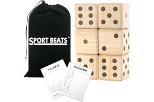 SPORT BEATS Giant Wooden Yard Dice, Outdoor Games Set of 6 with Two Games