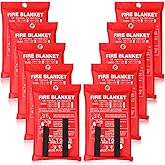 Macarrie 10 Pack 47" x 47" Fire Blanket Emergency for Home Kitchen Safety Suppression Blanket Fiberglass Fireproof Survival for Car Office