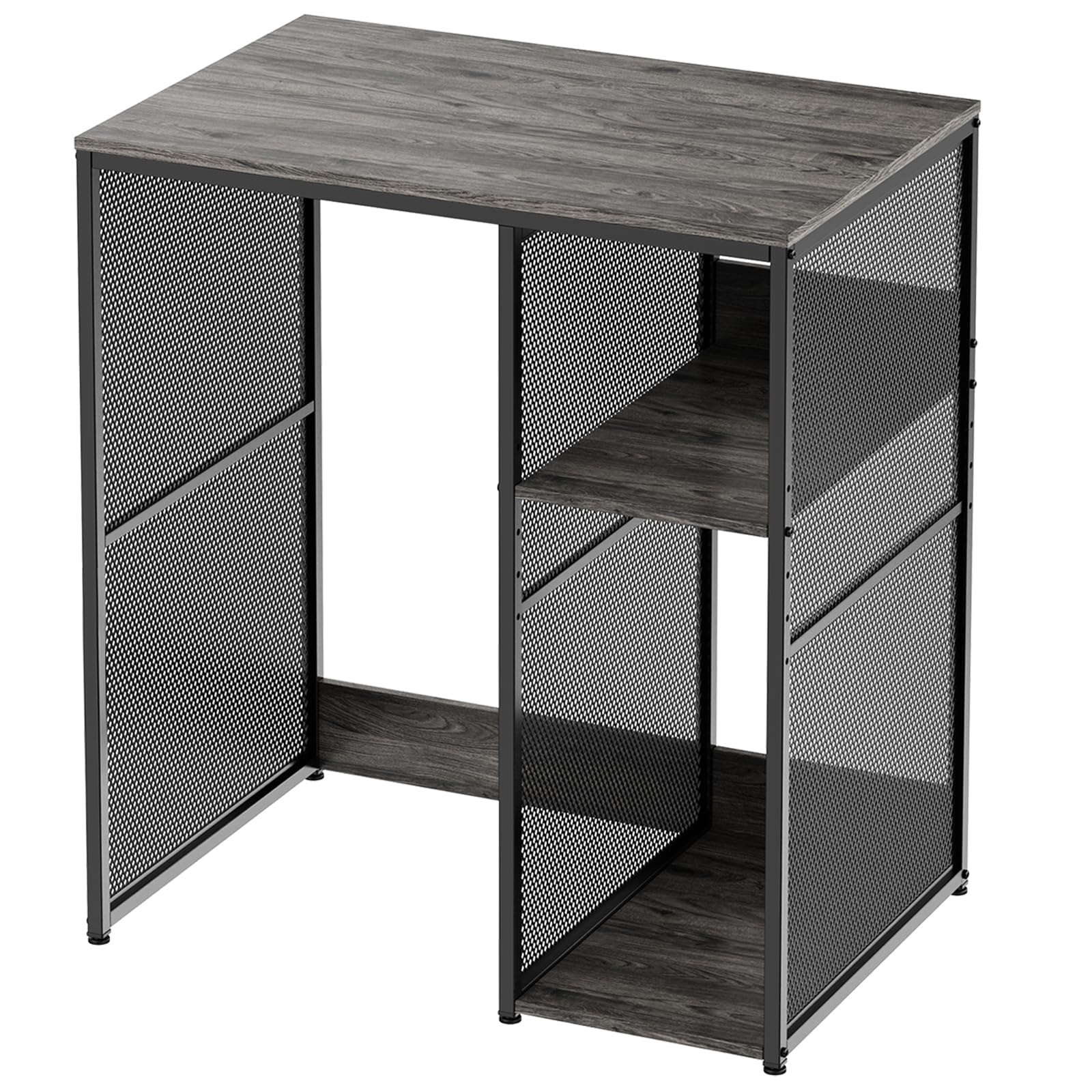 3-Tier Coffee Bar Cabinet with Mini Fridge Space, Heavy-Duty Rustic Grey Microwave Stand Baker Rack, Utility Storage Organizer Shelf for Home Kitchen Dorm, Slate Grey
