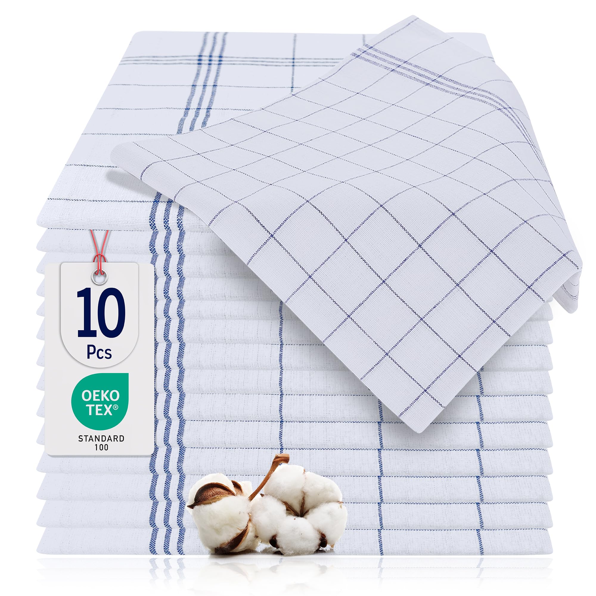 BARBONS Geschirrtücher 10er Set - Baumwolle 50x70 cm - Oeko-TEX Zertifiziert - Trockentücher Küchenhandtücher Küchentücher Geschirrhandtücher Blau