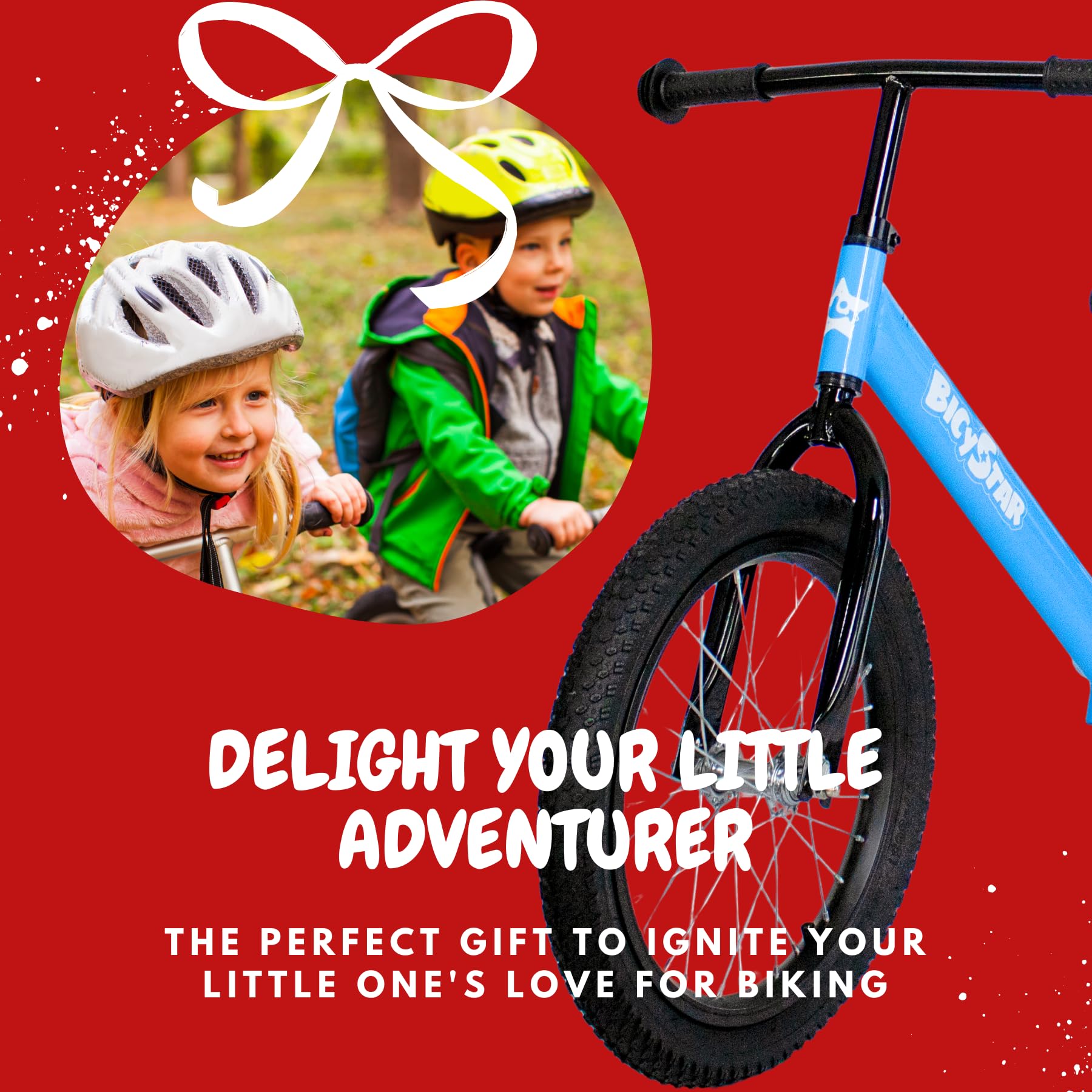 16 Inch Balance Bike, Toddler Bicycle Ages 5-8, Air Tires, Footrests, No Pedals Push Bike, Toddler Outdoor Toy Bike for Kids, Boys Girls