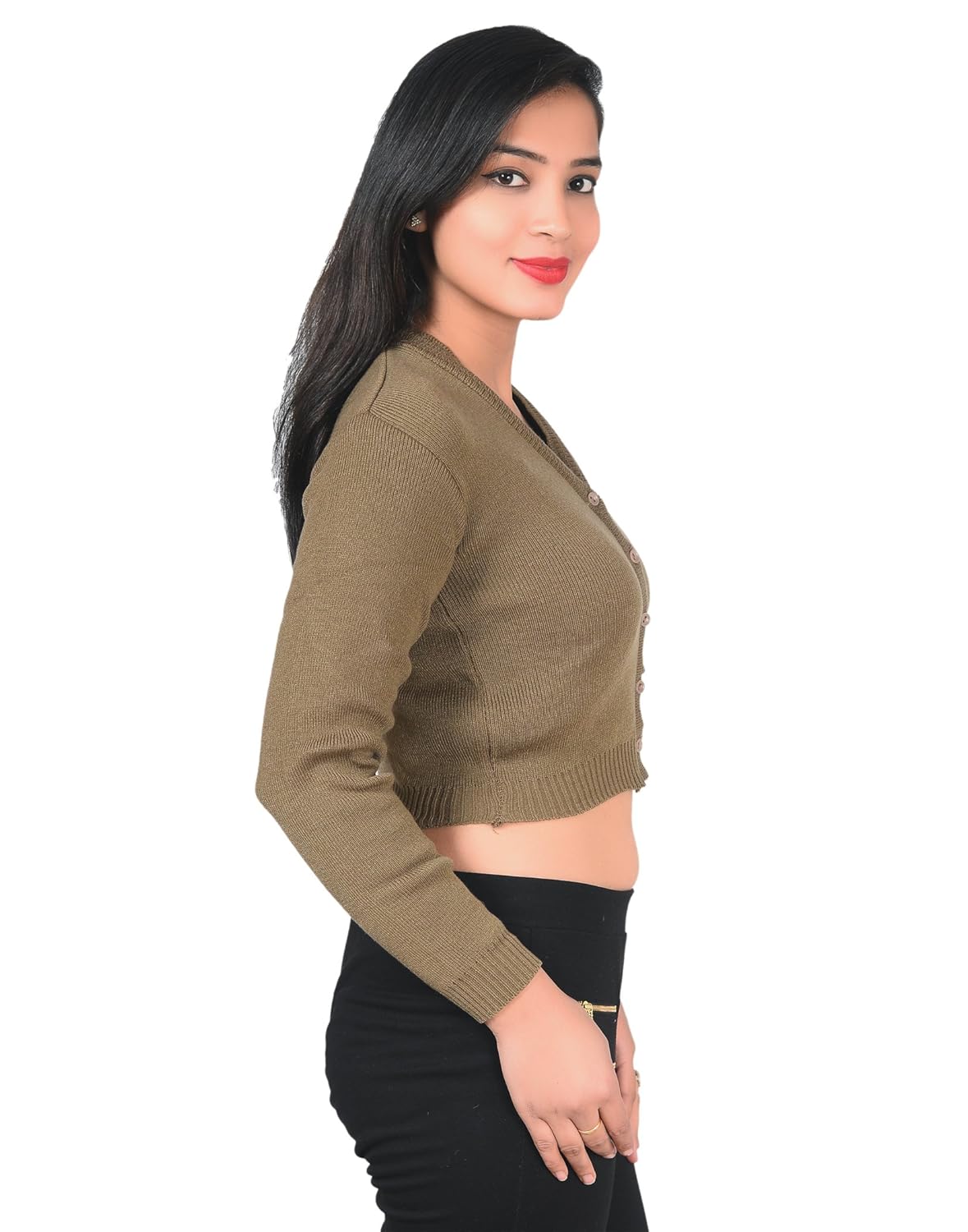 malvina women's high quality winter warm woollen saree blouse long sleeves sweater