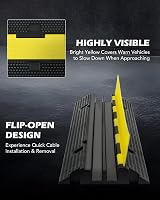 CREWORKS 3 Pack 2 Channel Rubber Cable Protector Ramp 5t/11000lbs Heavy Duty view 3