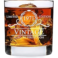 50th Birthday Gifts for Men - 1971 Vintage 11 oz Whiskey Rocks Glass - 50th Birthday Decorations for Men - 50th Birthday…