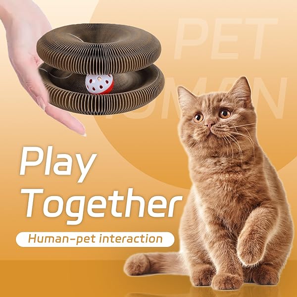 BFBAWM KITTY CURLS CAT TOYS,MAGIC ORGAN CAT SCRATCHING BOARD FOR INDOOR CATS, FOLDABLE ACCORDION HONEYCOMB SCRATCHER WITH BALL, INTERACTIVE TWISTY PAWS (2PCS)