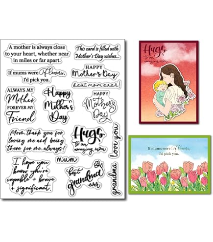 Happy Mother's Day Stempel 11x16cm – Gummi-Stempel Für Karten, Scrapbooking & Deko