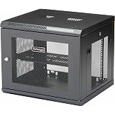 StarTech 9U Wall-Mount Cabinet, 19in, 4-Post, 18.9in Deep (RK920WALM) | Enclosed locking server rack kit for IT data equipment, Adjustable depth 2.4-18.9in, SPCC steel, Assembled