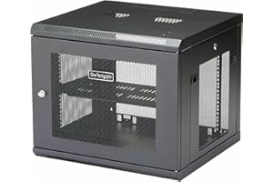 StarTech.com 4-Post 9U Wall Mount Network Cabinet w/ 1U Shelf, 19" Wall-Mounted Server Rack for IT / Data Computer Equipment