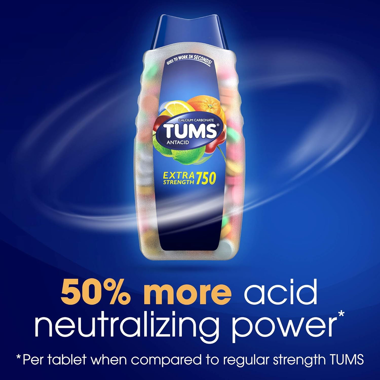 TUMS Antacid Chewable Tablets for Heartburn Relief, Extra Strength, Assorted Fruit, 96 Tablets: Health & Personal Care