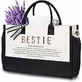 luixd Canvas Tote Bag, Bestie Definition, Multicolor, 17 x 12 x 6.7 inches, Women, Adults, Friendship, Travel