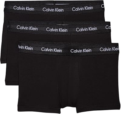 Herren 3er Pack Boxershorts Low Rise Trunks Unterwäsche, Schwarz (Black W Black Wb), M