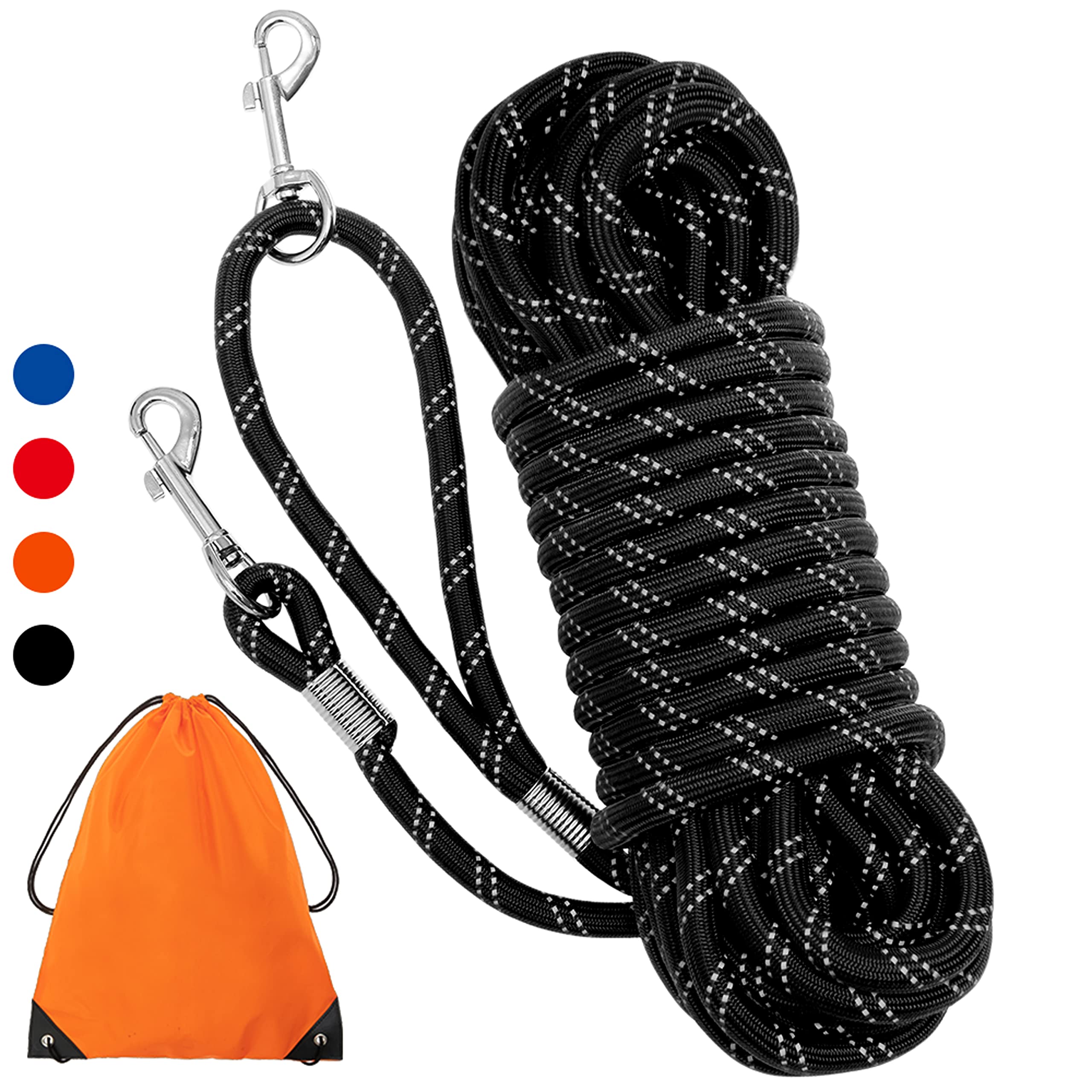 Segzwlor Long Dog Leash - 30ft, 50ft Reflective Training Heavy Duty Rope Dog Leash - Nylon Dog Lead Check Cord for Walking, Hunting, Camping, Running, etc.