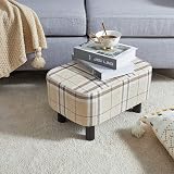 YMYNY 42cm Footstool Rectangle Ottoman with Wooden Legs Linen Fabric view 6