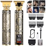 Professional Beard Trimmer for Men, Hair Clippers with 4 Limit Combs, Cordless Rechargeable with LCD Display, Approaching Zero Gapped Cutting Grooming Kit