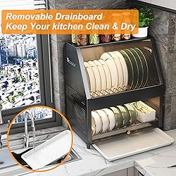 CXTRYN 2 Tier Dish Drying Rack - Space-Saving Dish