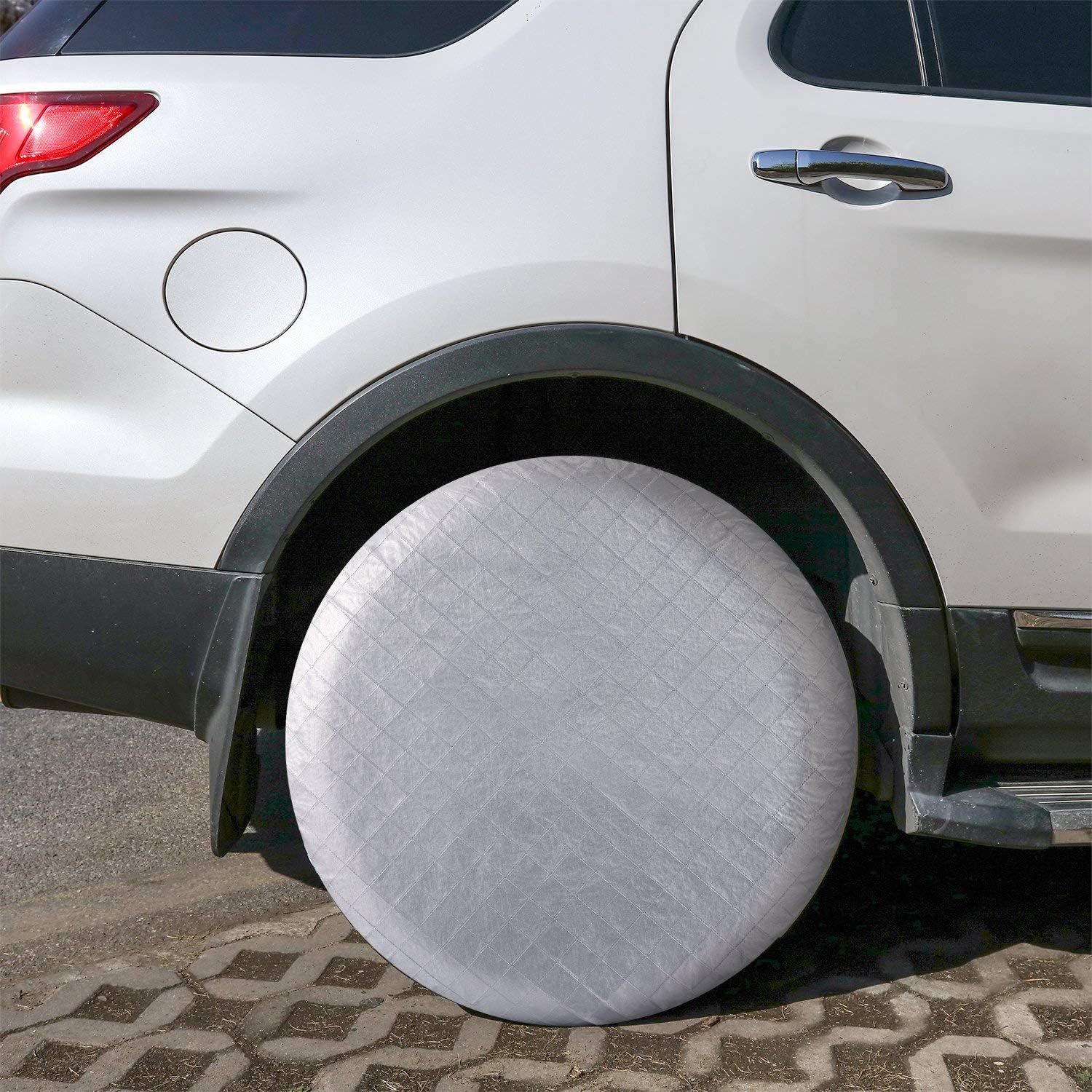 Kohree Tire Covers for RV Wheel Covers Motorhome Tires Set of 4, Waterproof UV Sun Tire Protector Fits for 27 to 29 inches Trailer Travel Camper Tire Diameters, Aluminum Film, Cotton Lining: Automotive