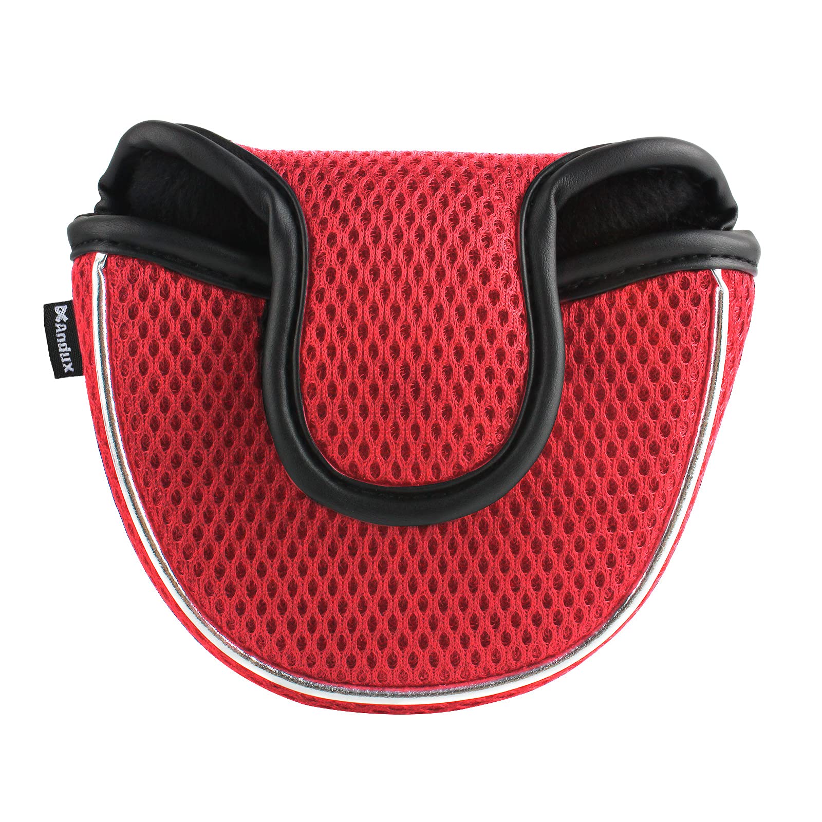 Andux Mesh Heel-Shafted Mallet Putter Cover Golf Putter Head Covers Red, Semicircle MT/TG13