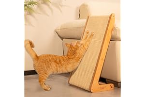 CHEERHOME PETS Sisal Cat Scratcher Ramp for Indoor Cats, 24.8" L Shape Scratching Post Climbing Vertical Cat Scratch Pad, Solid Wooden Cat Furniture(Medium)