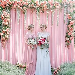 Pink Backdrop Curtains-Wrinkle-Free Polyester