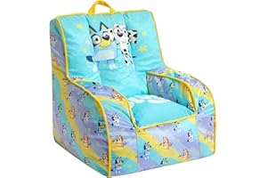 Idea Nuova Bluey & Chloe Kids Micromink Bean Bag Sofa Chair,Soft Padded Toddler Seat with Piping & Carry Handle,Cozy Lounge Chair for Ages 3+,Blue