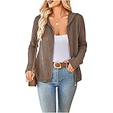 SOLY HUX Women's Zip Up Knit Sweater Long Sleeve Hooded Lightweight Cardigan Outerwear Fall Outfits