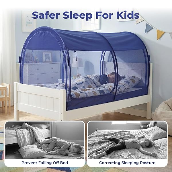 LEEDOR MOSQUITO NET BED TENT CANOPY INDOOR TENT PRIVACY BED FORT DREAM TENT FOR KIDS OR ADULT NAVY TWIN 75 X 39 X 47H” (MATTRESS NOT INCLUDED)